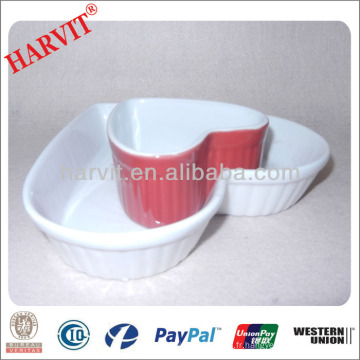 Céramique en céramique en forme de coeur en forme de coeur Nestle Cereal Bowl / Matcha Bowl / Porcelaine Mini Bowls / Red Heart Bowl
